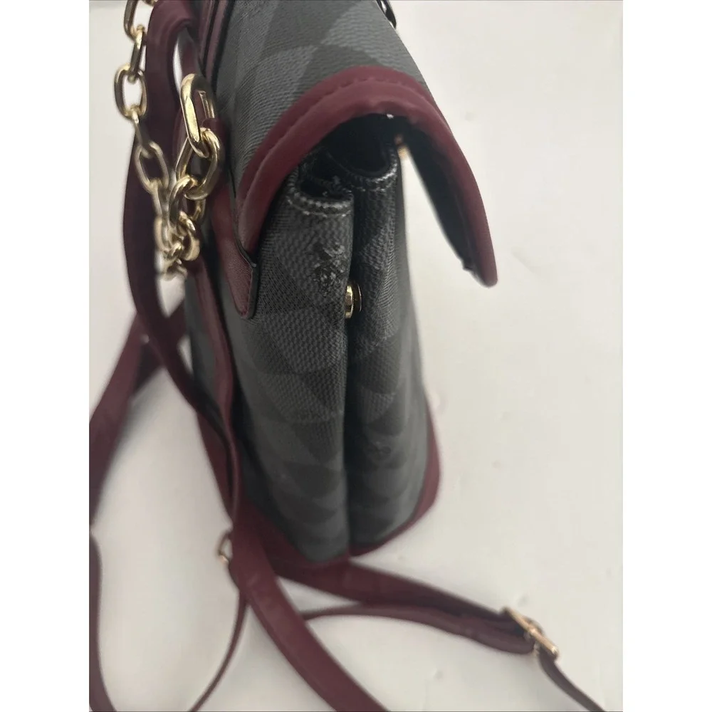 US Polo Assn USPA Diamond Gold Medallion Backpack Purse Bag Gold Handle EUC